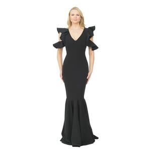 Posh Couture Ruffle Mermaid Gown Black Size XL NWT